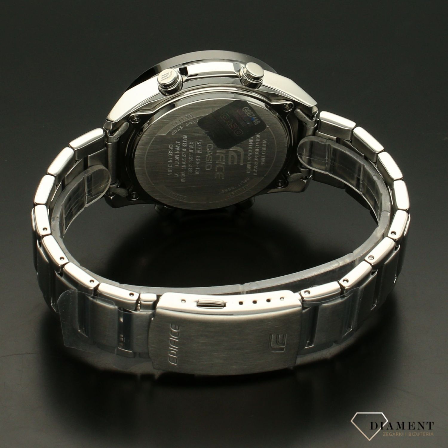 Zegarek męski CASIO Edifice ERA-120DB-1AVEF Zegarek męski Casio EDIFICE stalowej bransolecie z czarno-czerwoną tarczą i wyświetlaczem. ⌚ Idealny na prezent dla mężczyzny 🎁 Zegarek z grawerem (1).jpg