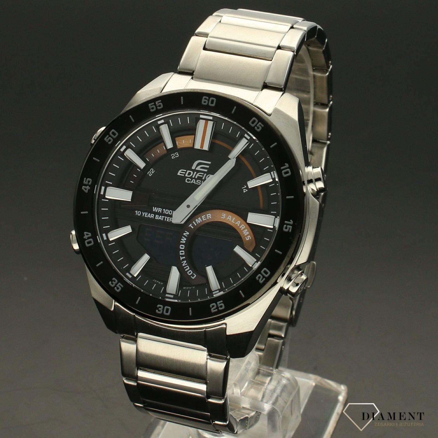 Zegarek męski CASIO Edifice ERA-120DB-1BVEF  Zegarek męski Casio EDIFICE stalowej bransolecie z czarno-czerwoną tarczą i wyświetlaczem. ⌚ Idealny na prezent dla mężczyzny 🎁 Zegarek z grawerem (4).jpg