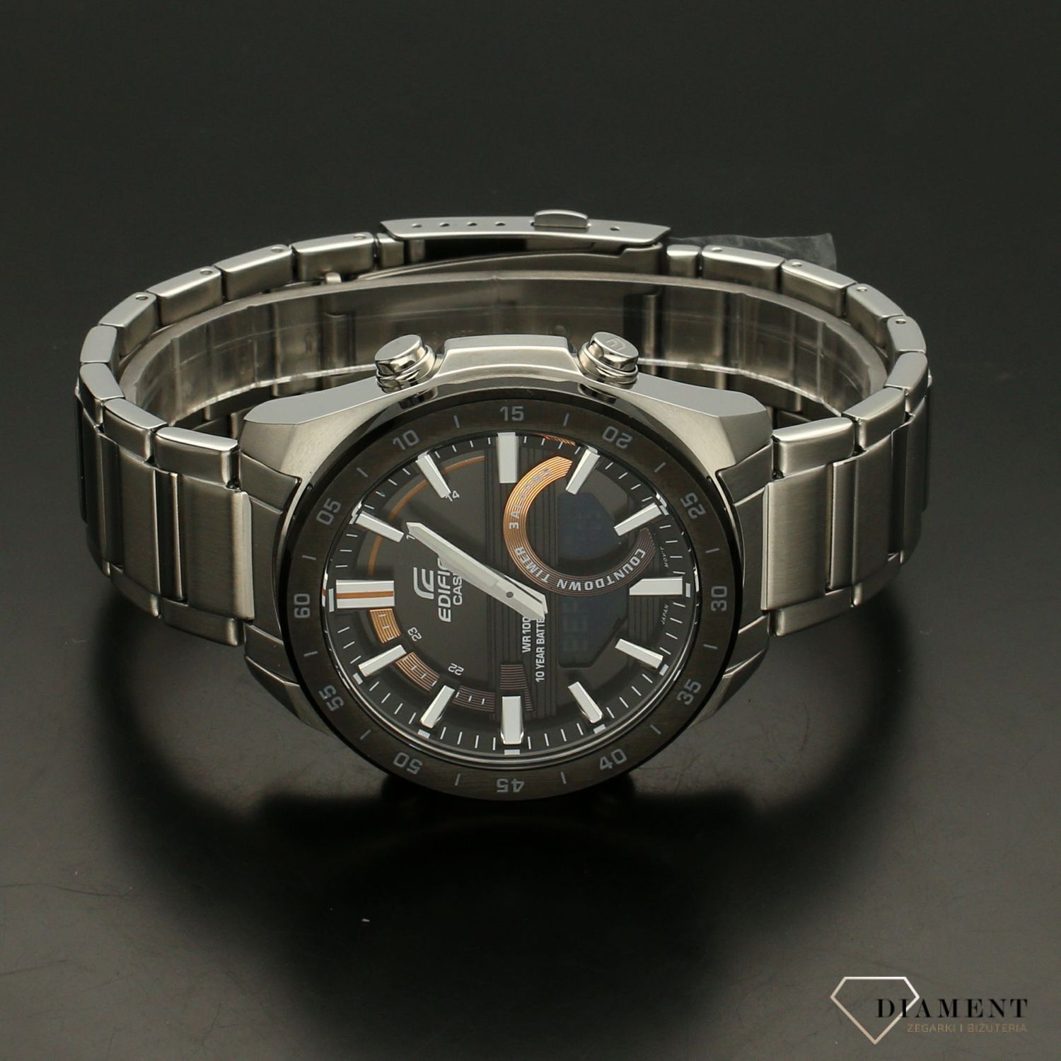 Zegarek męski CASIO Edifice ERA-120DB-1BVEF  Zegarek męski Casio EDIFICE stalowej bransolecie z czarno-czerwoną tarczą i wyświetlaczem. ⌚ Idealny na prezent dla mężczyzny 🎁 Zegarek z grawerem (4).jpg