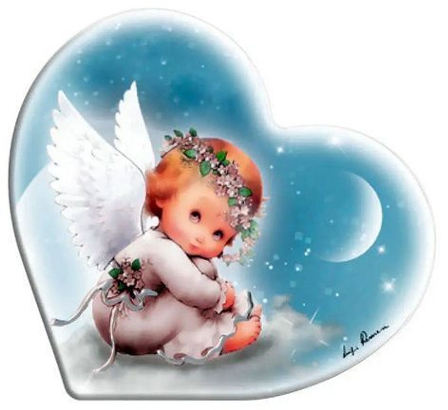 Obrazek ręcznie malowany na drewnie Aniołek w sercu ES0551109.jpg