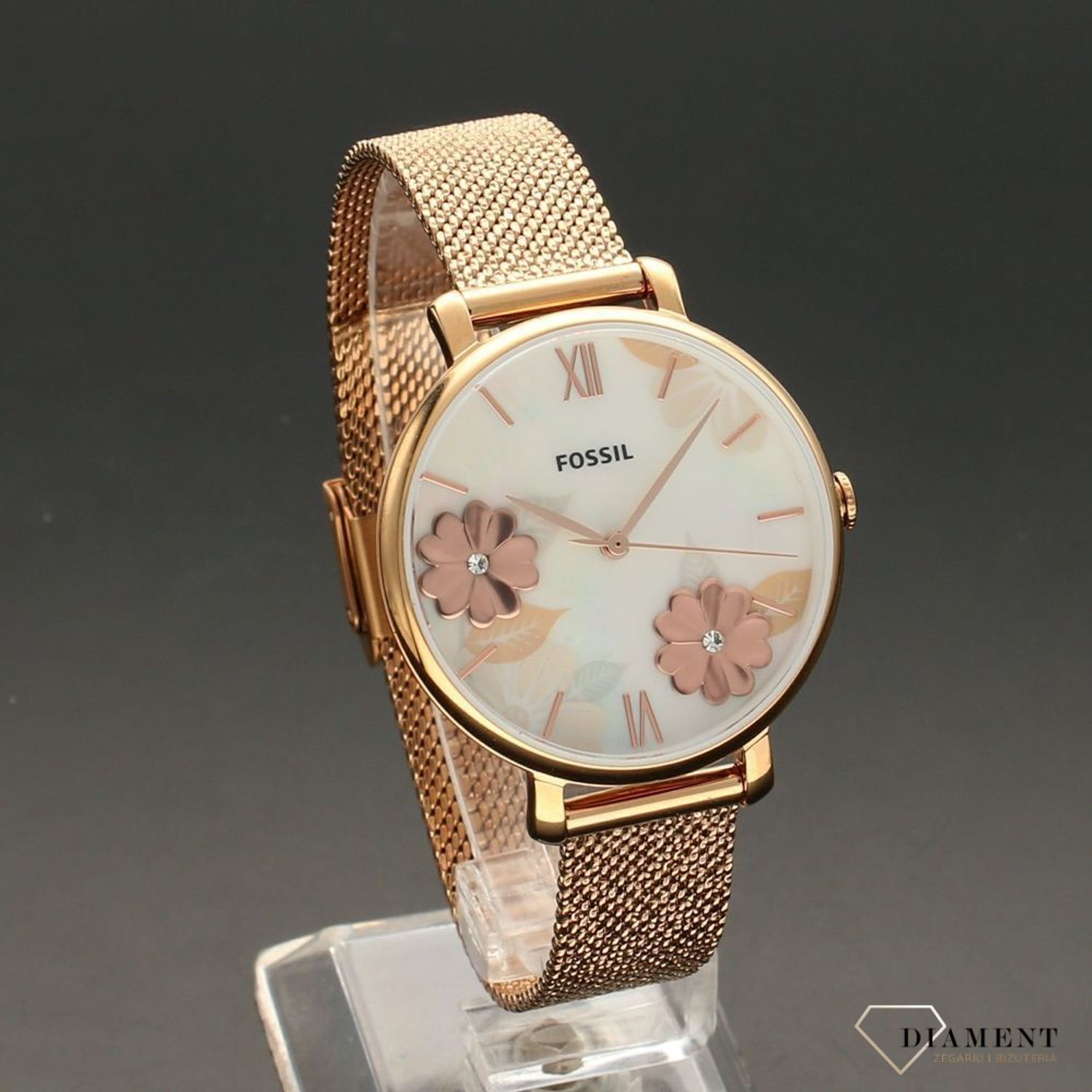 Zegarek damski w kolorze różowego złota Fossil ES4534 Jacqueline Mesh (1).jpg