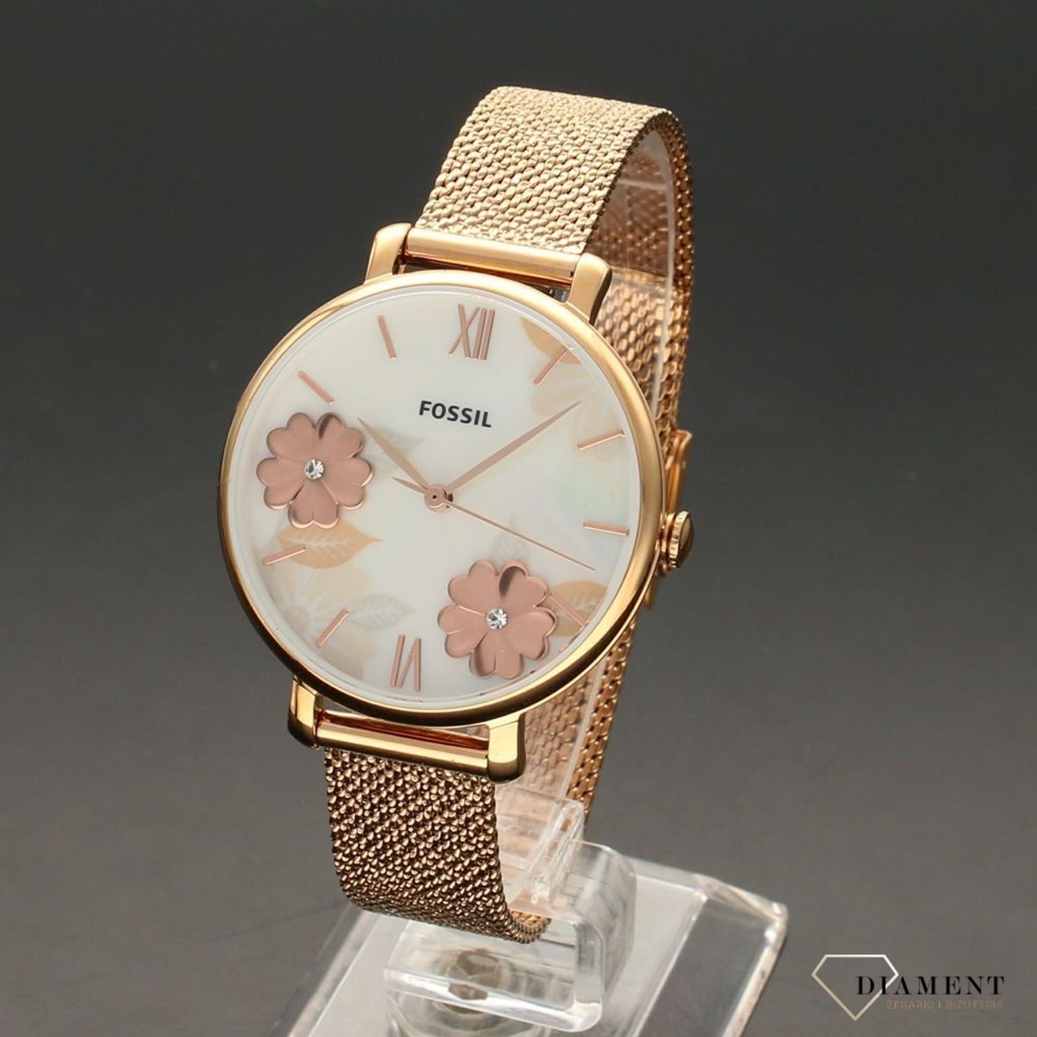 Zegarek damski w kolorze różowego złota Fossil ES4534 Jacqueline Mesh (1).jpg