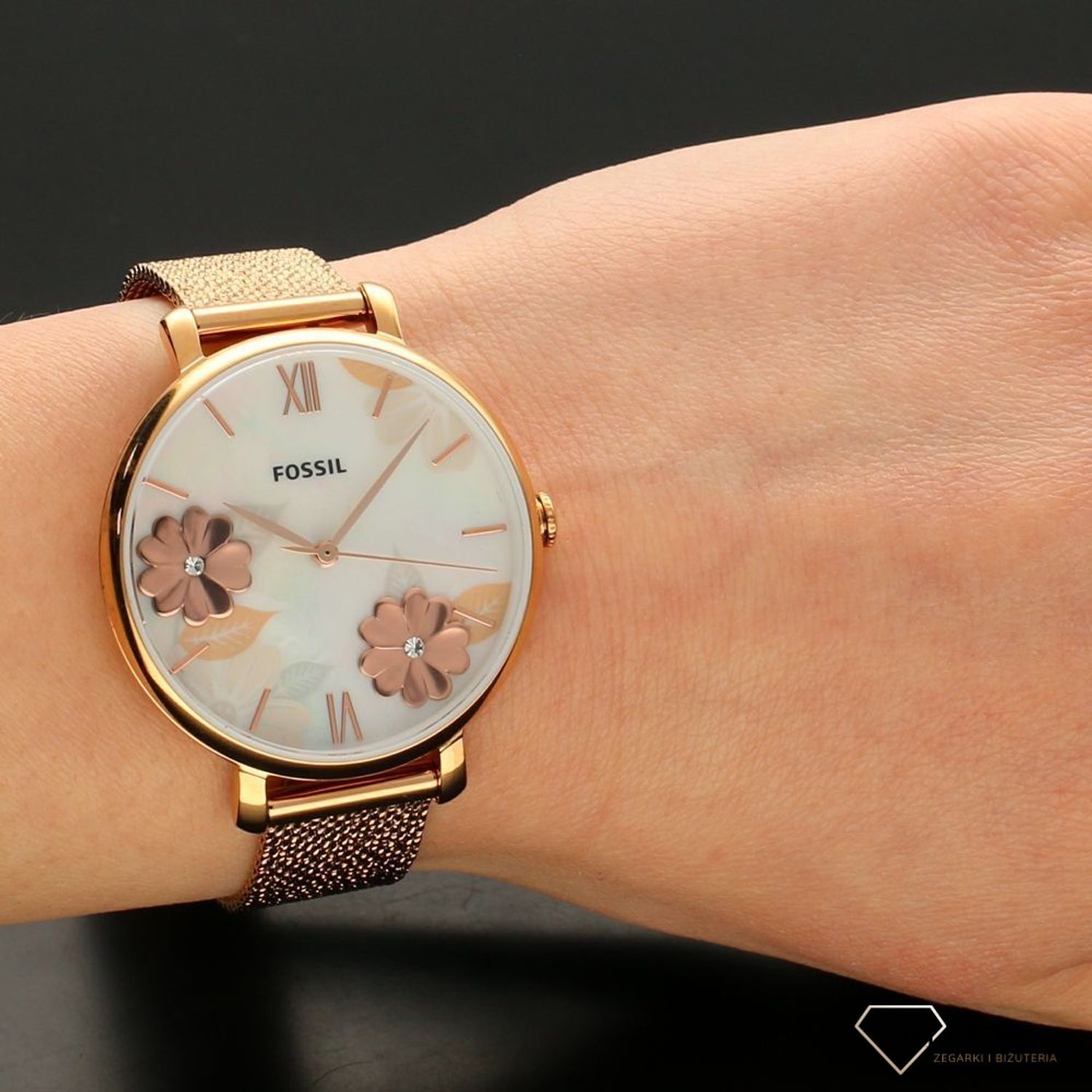 Zegarek damski w kolorze różowego złota Fossil ES4534 Jacqueline Mesh (1).jpg