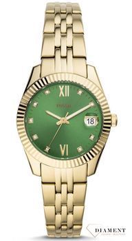 Efektowny zegarek damski w modnym kolorze tarczy, butelkowa zieleń z dodatkami w kolorze złotym. Zegarek damski to idealny pomysł na prezent (1).jpg