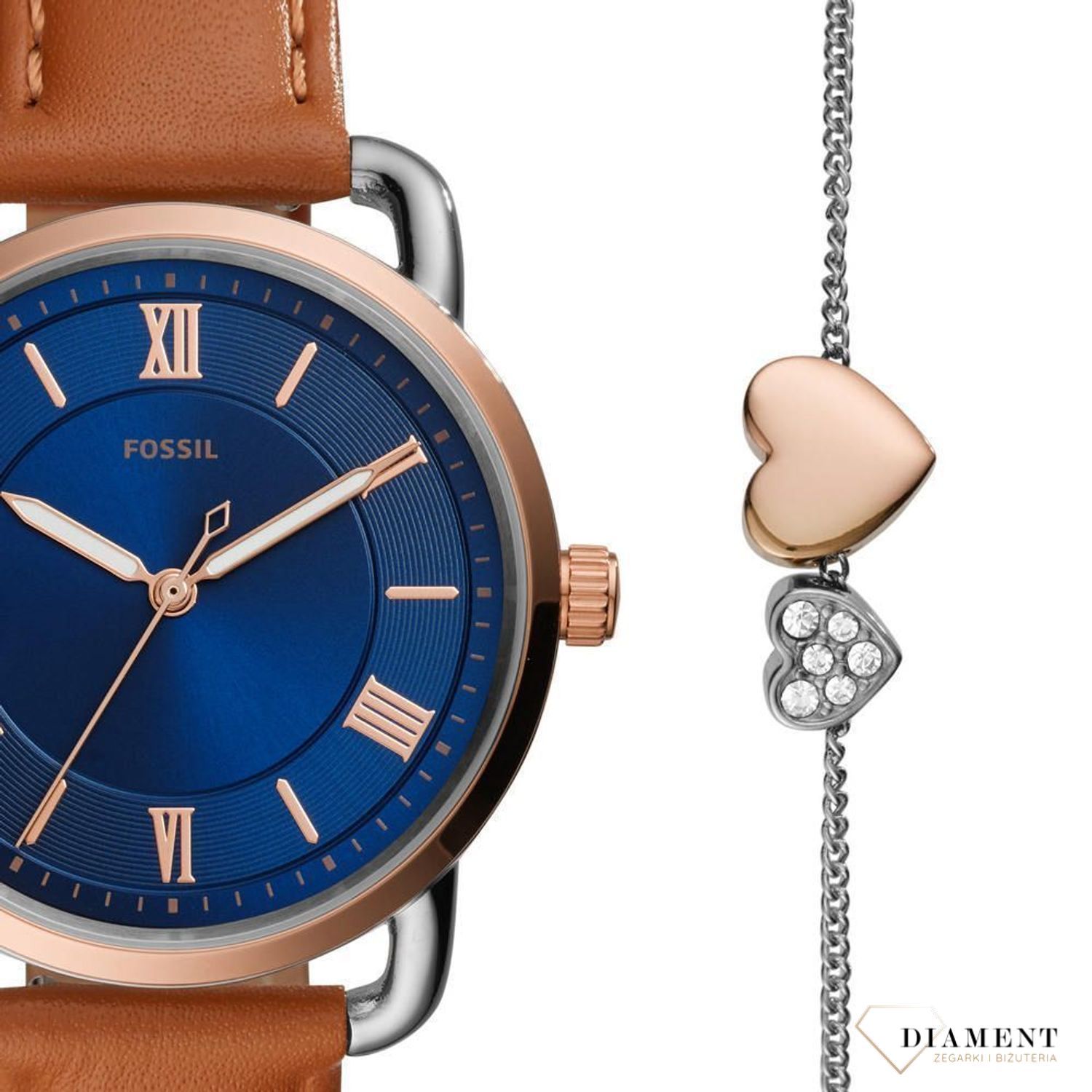 Modny zegarek damski w zestawie z piękną i delikatną bransoletką w zestawie. Bransoletka z ozdobnym elementem w postaci serduszek. Darmowa wysyłka.  (1).jpg