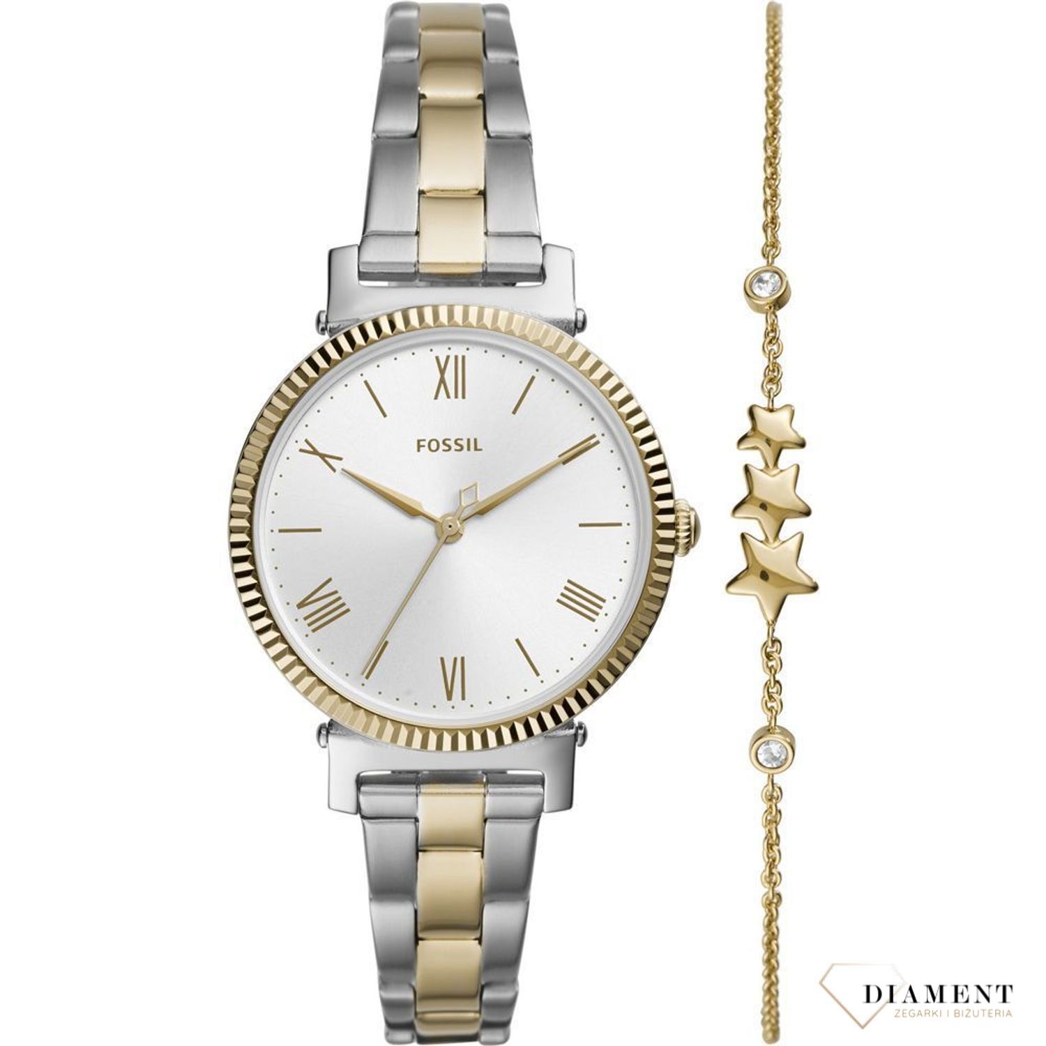 Zegarek damski na stalowej bransolecie. Zegarek z dołączoną bransoletka w środku z motywem gwiazdki. Zegarek damski na prezent.  (4).jpg