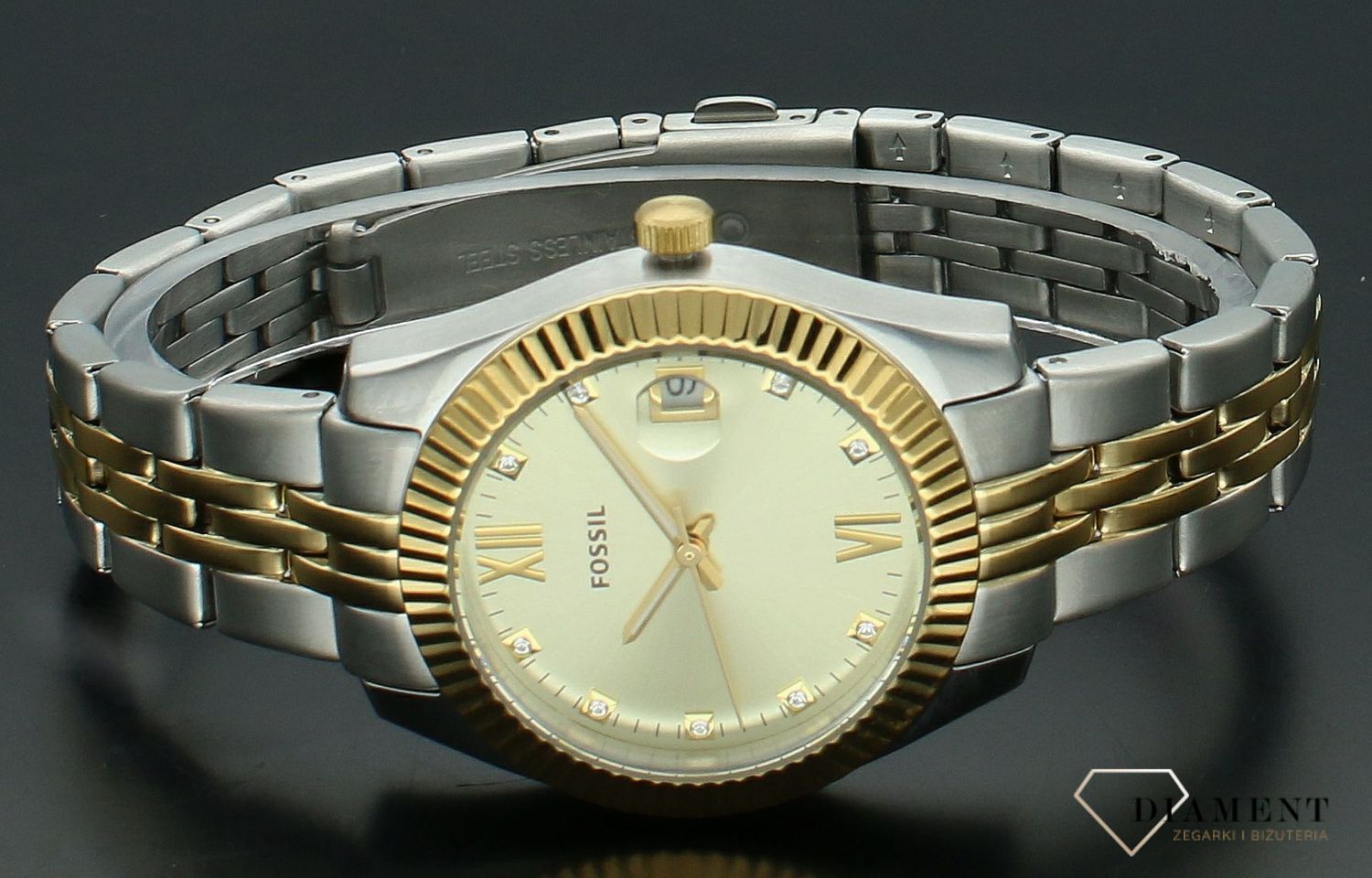 Zegarek damski Fossil SCARLETTE MINI srebrno-złoty ES4949 . Damski zegarek modowy. Damski zegarek Fossil. Zegarek damski Fossil. Zegarek złoto-srebrny marki Fossil. Zegarek damski idealny na prezent (3).jpg