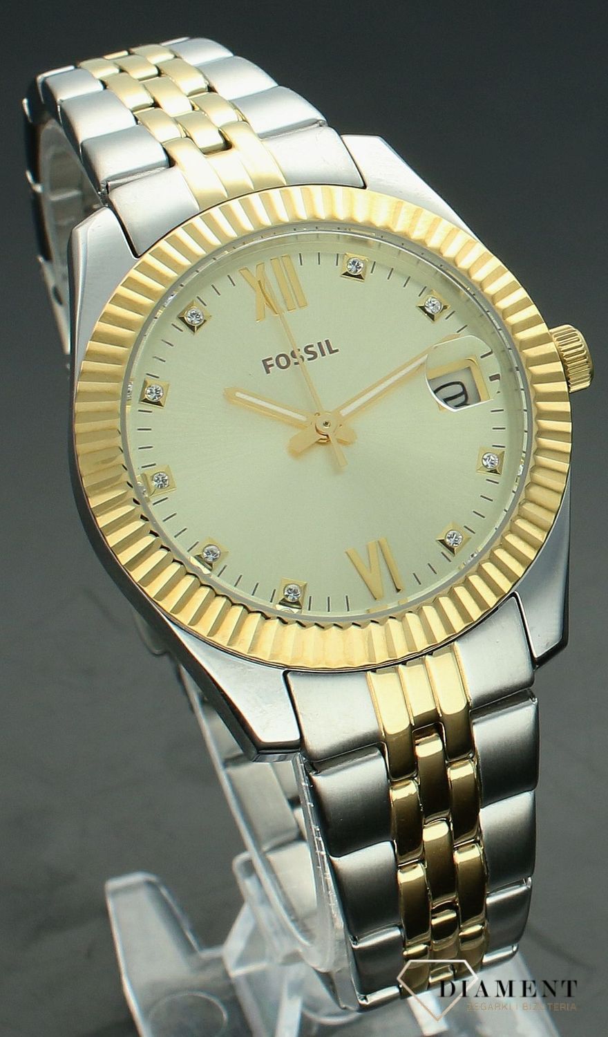 Zegarek damski Fossil SCARLETTE MINI srebrno-złoty ES4949 . Damski zegarek modowy. Damski zegarek Fossil. Zegarek damski Fossil. Zegarek złoto-srebrny marki Fossil. Zegarek damski idealny na prezent (3).jpg