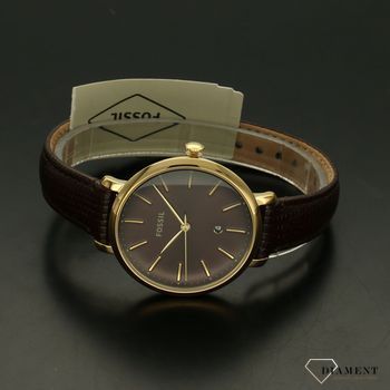 Zegarek damski pozłacany na pasku brązowym pasku Fossil Jacqueline ES4969 ⌚ (3).jpg