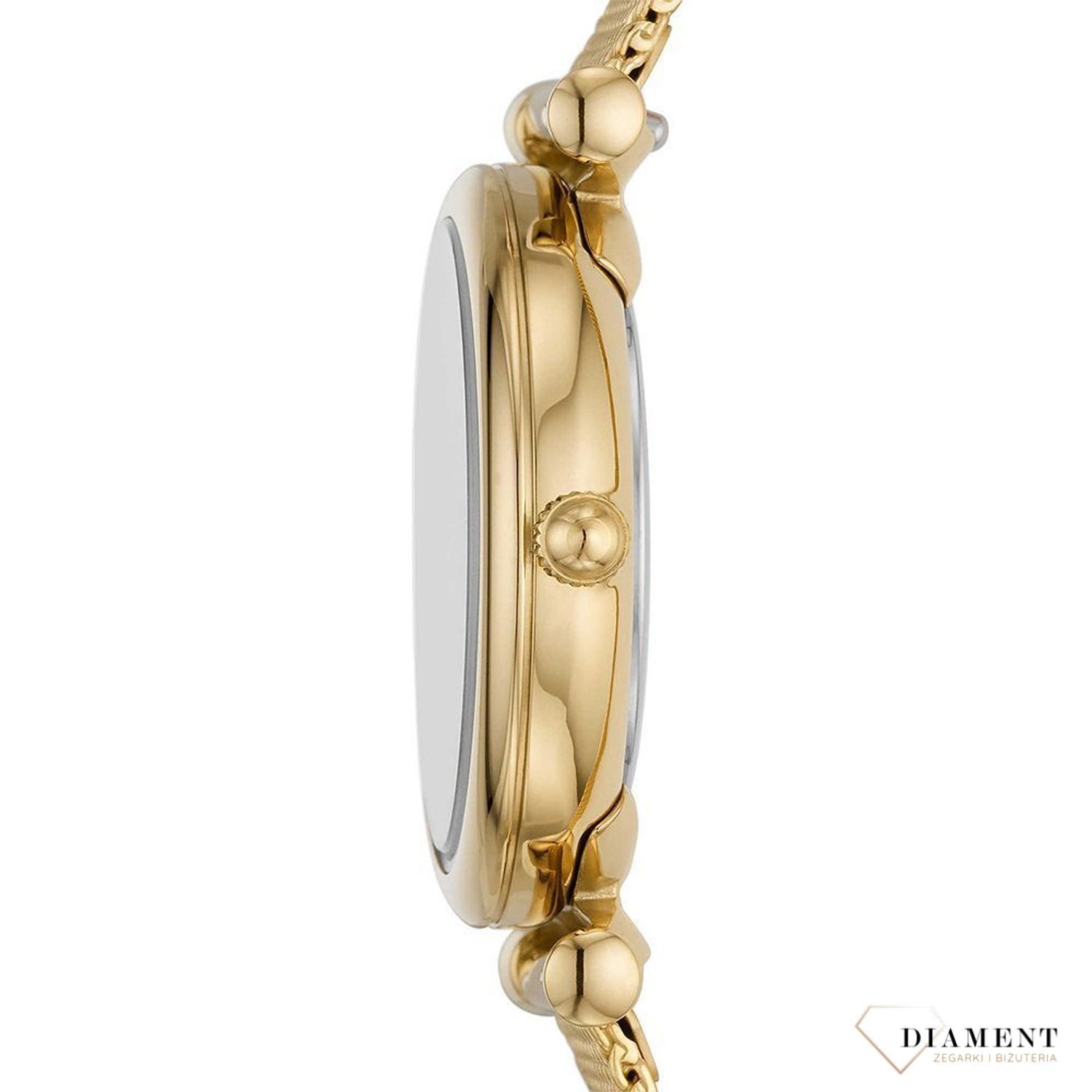 Zegarek damski na bransolecie w kolorze złota z tarczą z niebieskiej masy perłowej Fossil ES5020 Carlie Mini ⌚  (1).jpg