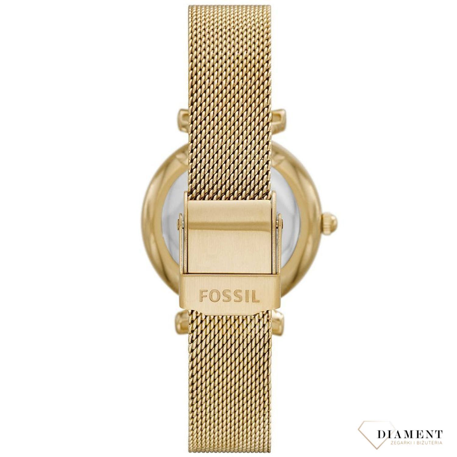 Zegarek damski na bransolecie w kolorze złota z tarczą z niebieskiej masy perłowej Fossil ES5020 Carlie Mini ⌚  (1).jpg