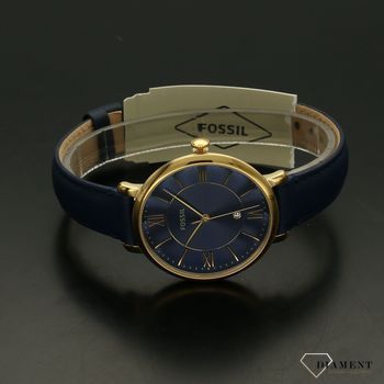Zegarek damski pozłacany na niebieskim pask pasku Fossil Jacqueline ES5023 ⌚  (1).jpg