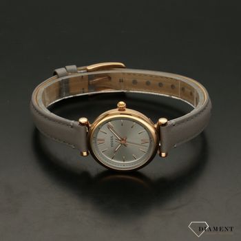 Zegarek damski na szarym pasku z różowym złotem  Fossil Carlie Mini ES5068.  (3).jpg