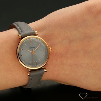 Zegarek damski na szarym pasku z różowym złotem  Fossil Carlie Mini ES5068.  (5).jpg