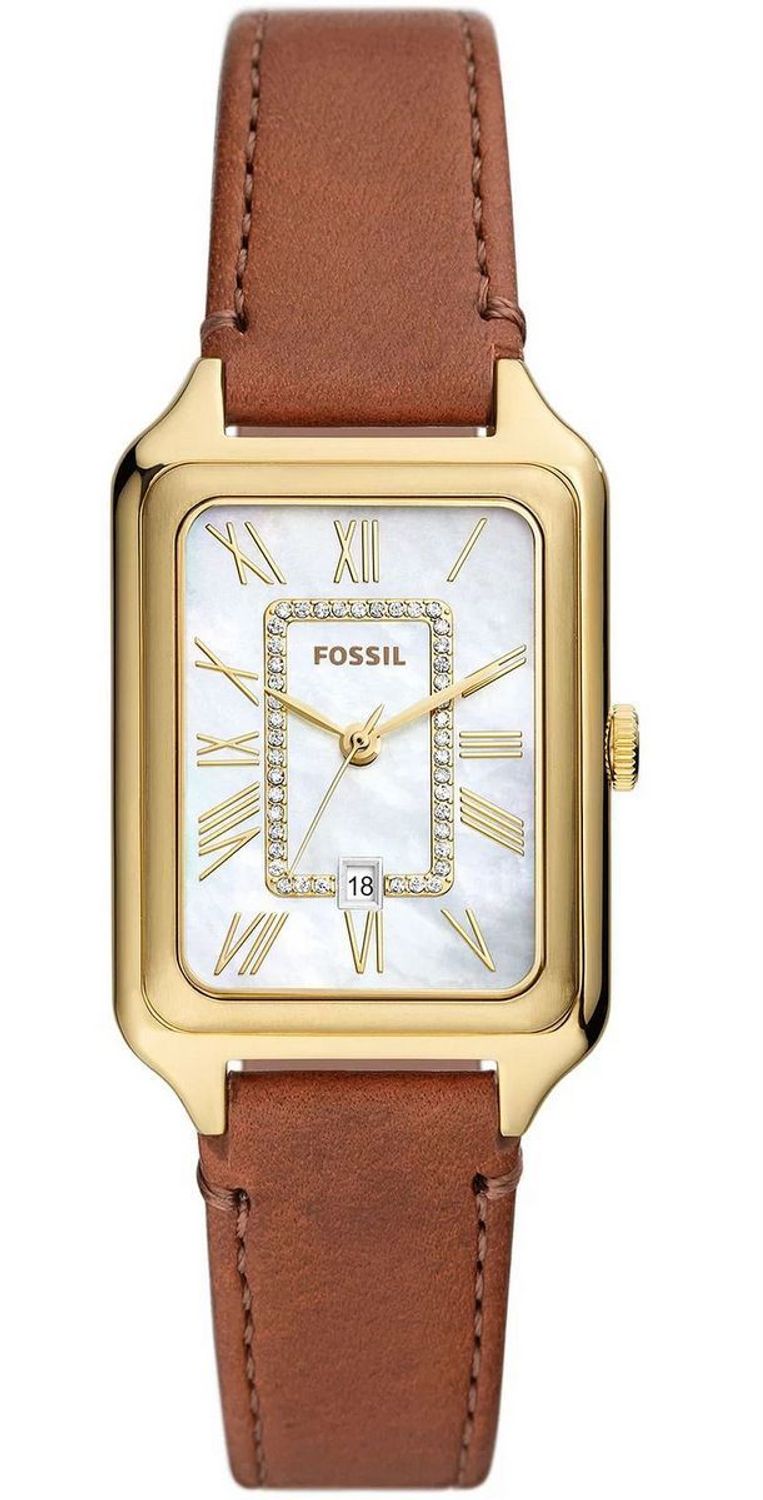 Fossil Raquel ES5307 – damski zegarek złoty z perłową tarczą i brązowym skórzanym paskiem ES5307.jpg