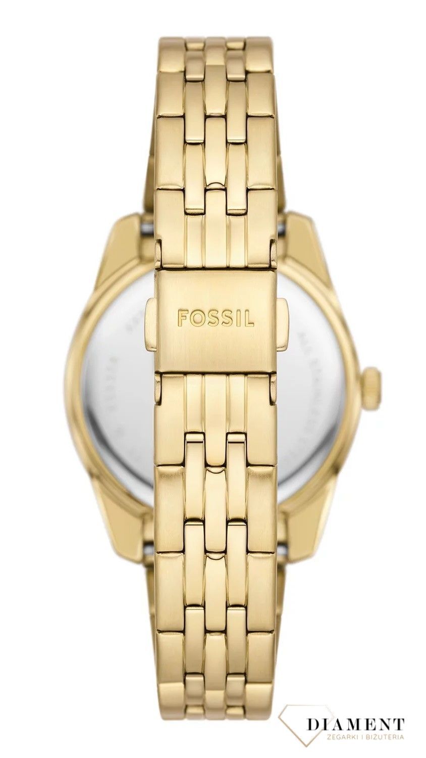 Zegarek damski Fossil SCARLETTE Gold 32mm ES5338. Złoty zegarek damski Fossil z cyrkoniami. Zegarek damski Fossil na złotej bransolecie. Zegarek damski Fossil na bransolecie na prezent.1.jpg