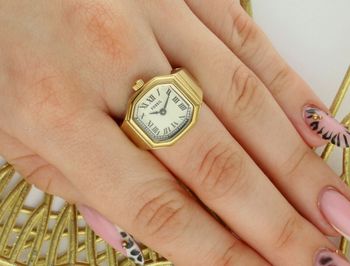 Fossil pierścionek z zegarkiem damski kolor złoty ES5446, fossil  (2).jpg