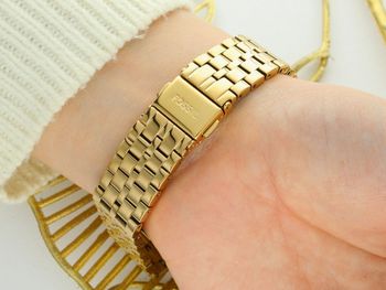 Fossil – damski zegarek złoty z zieloną tarczą i cyframi rzymskimi, bransoleta2.jpg