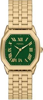Fossil – damski zegarek złoty z zieloną tarczą i cyframi rzymskimi, bransoleta3.jpg