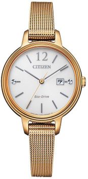 Zegarek damski na bransolecie w kolorze różowego złota zasilany światłem Citizen EW2447-89A..jpg