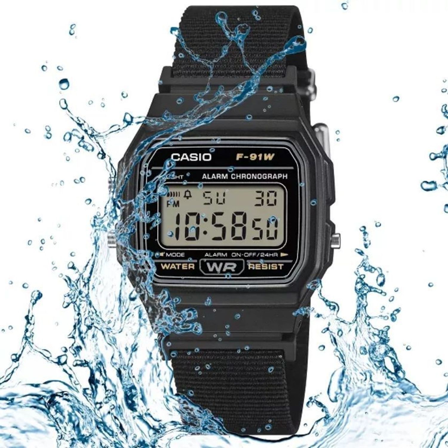 Zegarek Casio F-91WF-1AEF – zegarek cyfrowy czarny na pasku materiałowym (1).jpg