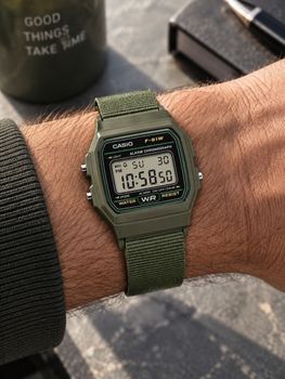 Zegarek Casio F-91WF-3AEF zielony cyfrowy na materiałowym pasku (1).jpg