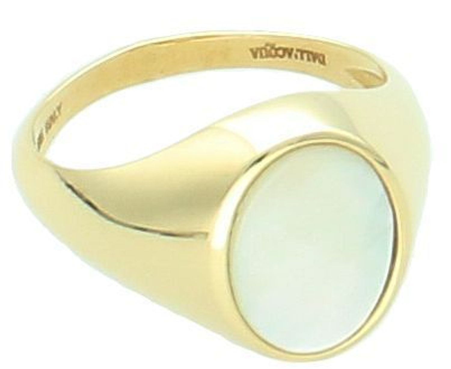 Pierścionek sygnet damski z masą perłową pr 585, F5NUA14174 Piękny pierścionek marki Dall’Acqua wykonany z wysokiej jakości złota próby 585. Ponadczasowy wzór inspirowany ikonami sztuki1.jpg