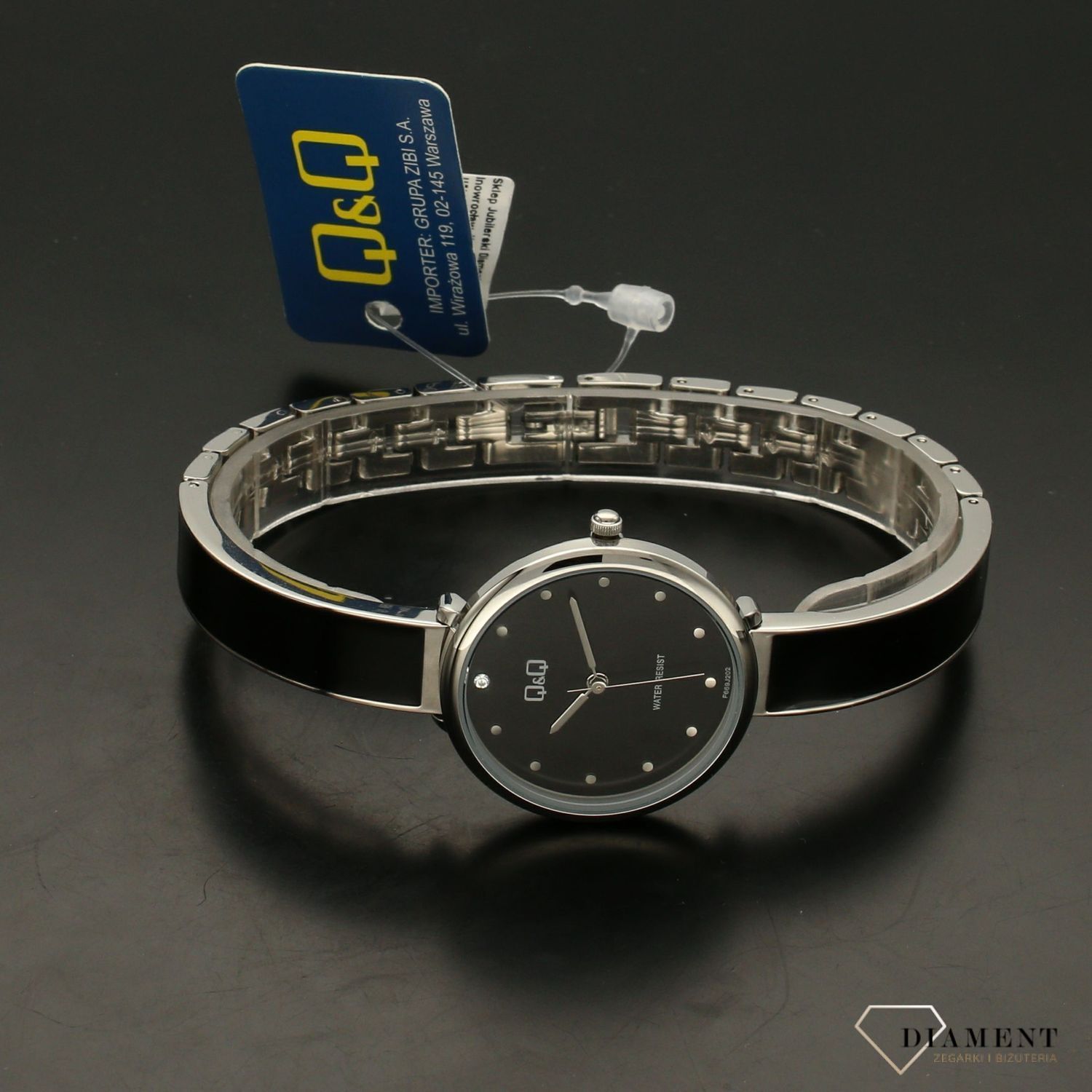 Zegarek damski na bransolecie QQ 'Czarny bigiel' F669-202 (1).jpg