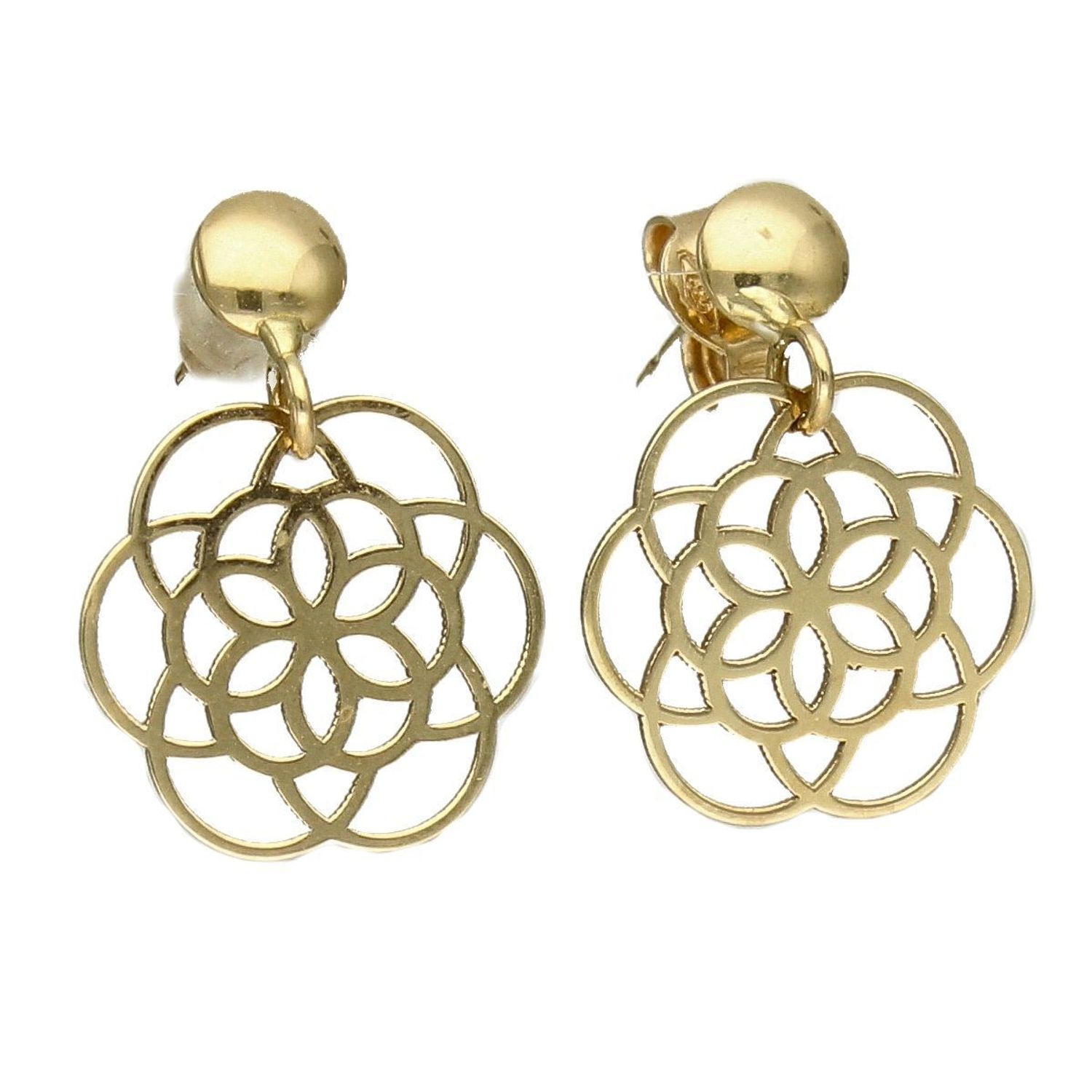 Złote kolczyki wiszące Yes ażurowe kwiatki FA10126.jpg