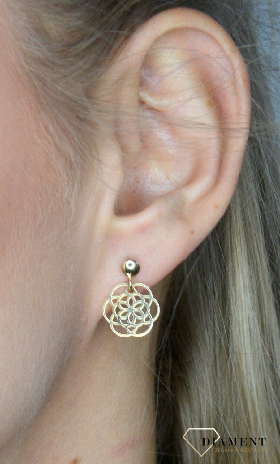 Złote kolczyki wiszące Yes ażurowe kwiatki FA10126.jpg