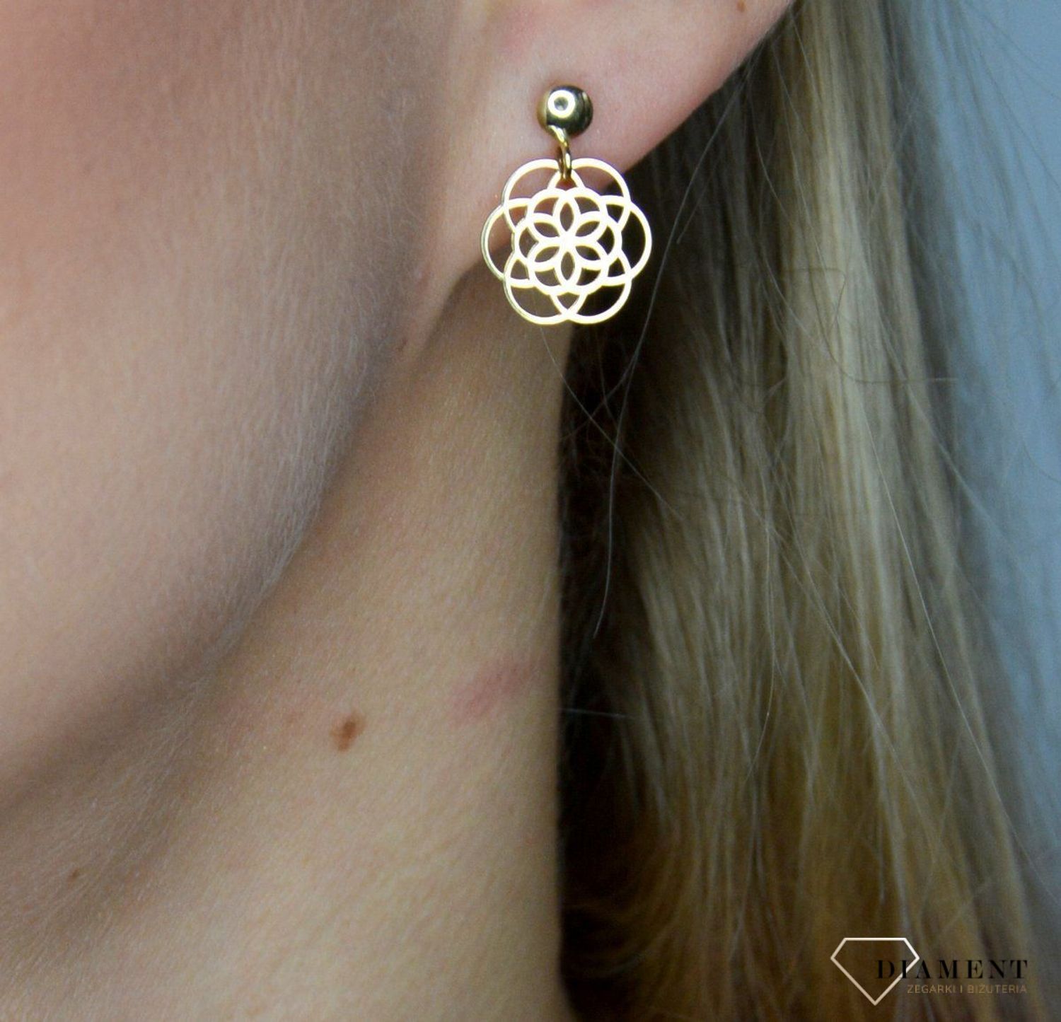 Złote kolczyki wiszące Yes ażurowe kwiatki FA10126.jpg