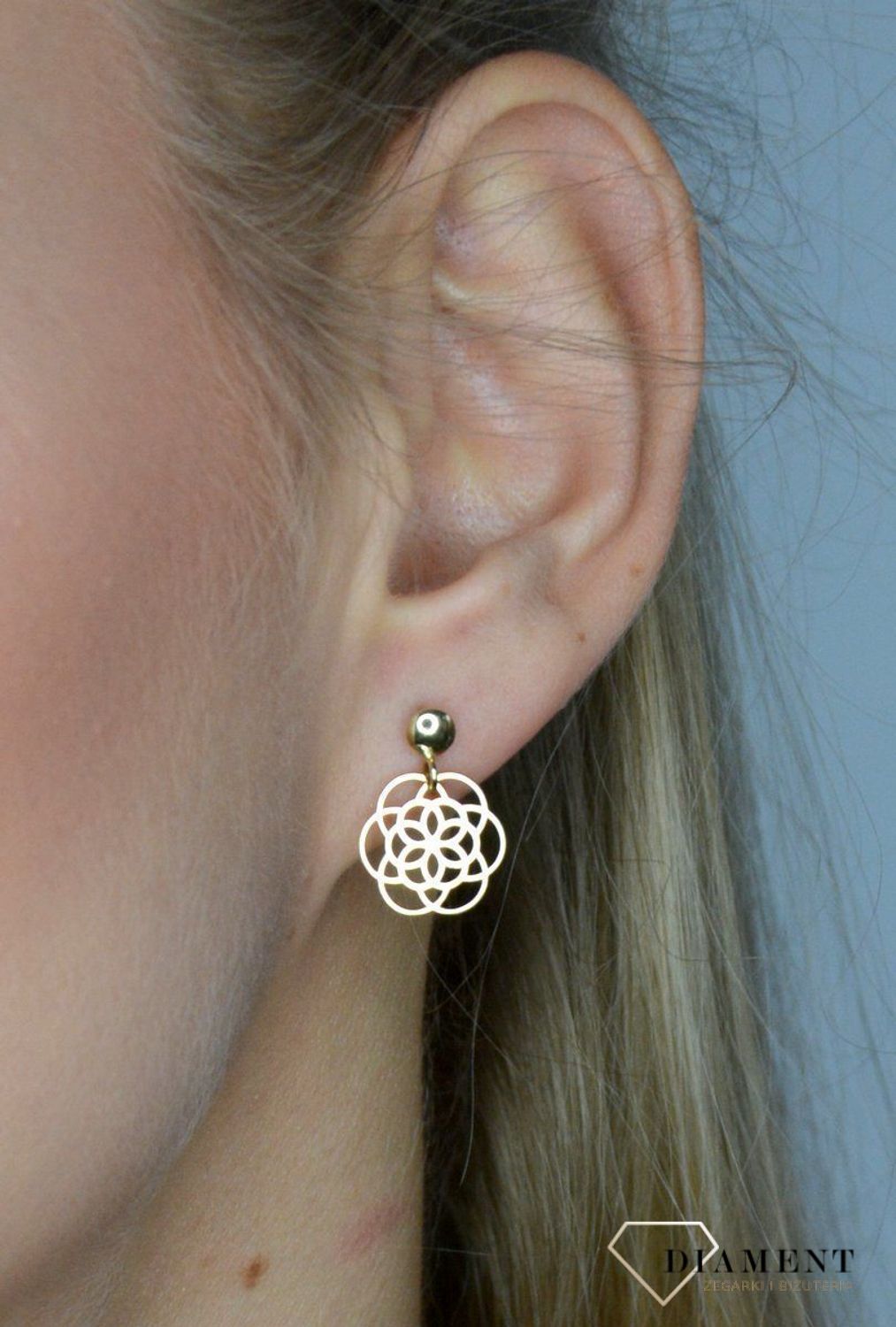 Złote kolczyki wiszące Yes ażurowe kwiatki FA10126.jpg