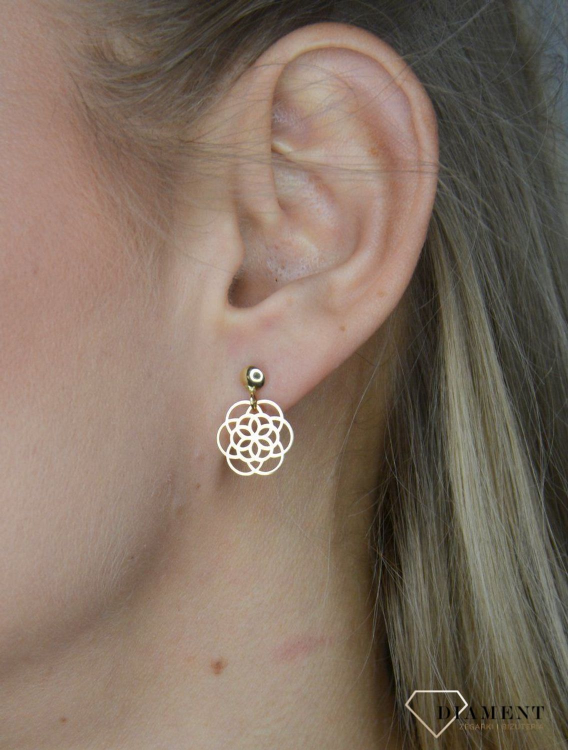 Złote kolczyki wiszące Yes ażurowe kwiatki FA10126.jpg