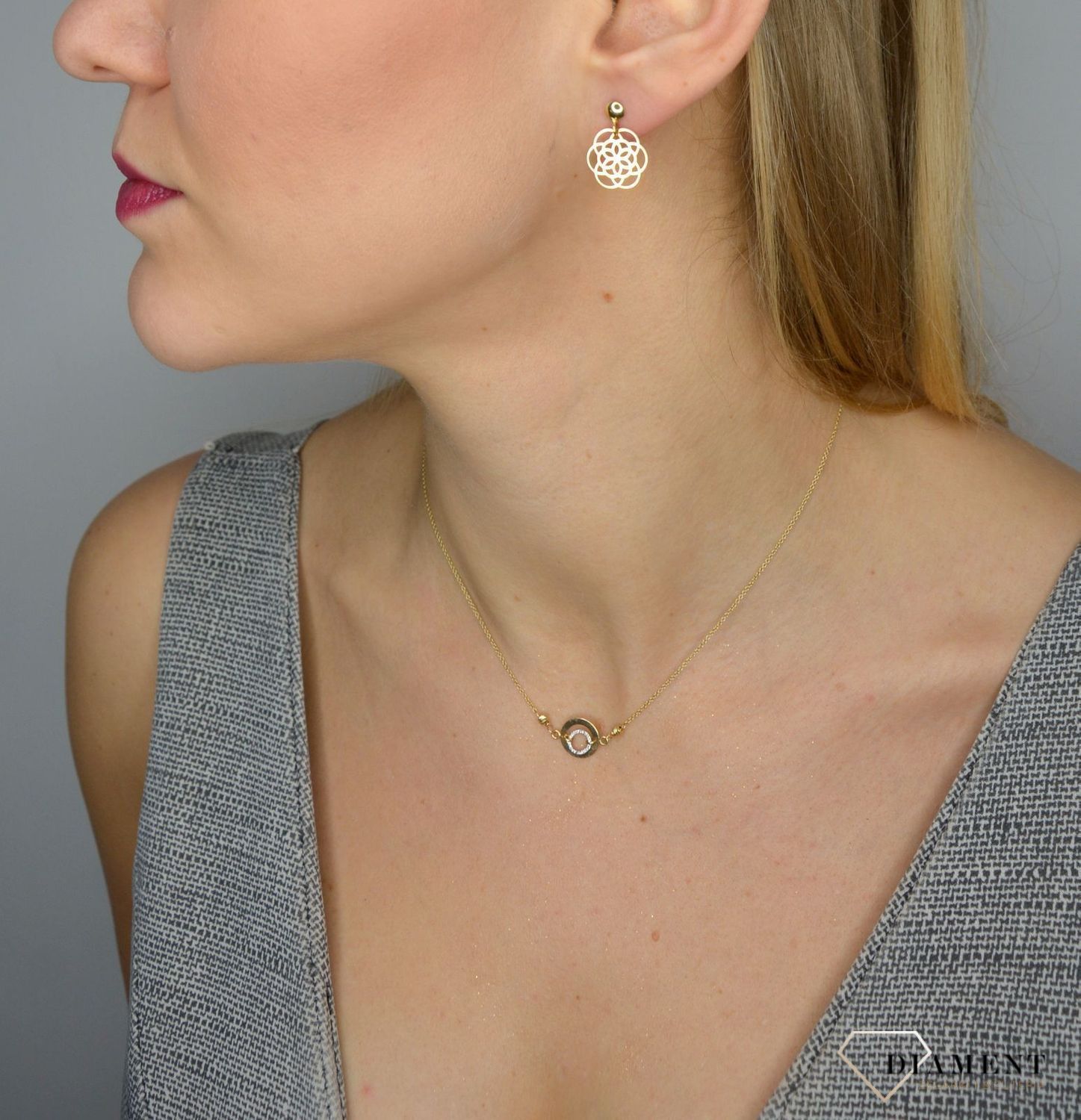 Złote kolczyki wiszące Yes ażurowe kwiatki FA10126.jpg