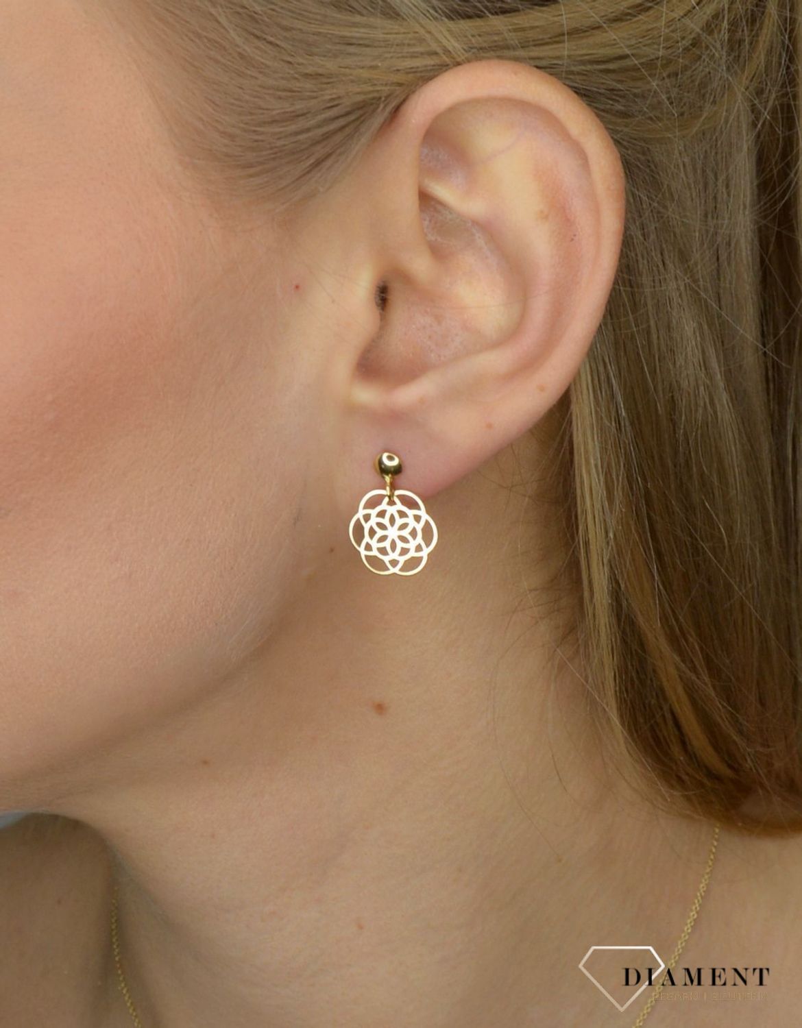 Złote kolczyki wiszące Yes ażurowe kwiatki FA10126.jpg