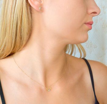 Kolczyki złote 585 księżyc z diamentami FE-5817. Złote kolczyki z diamentami FE-5817.  Złote kolczyki wykonane z próby 585 zapin (4).JPG