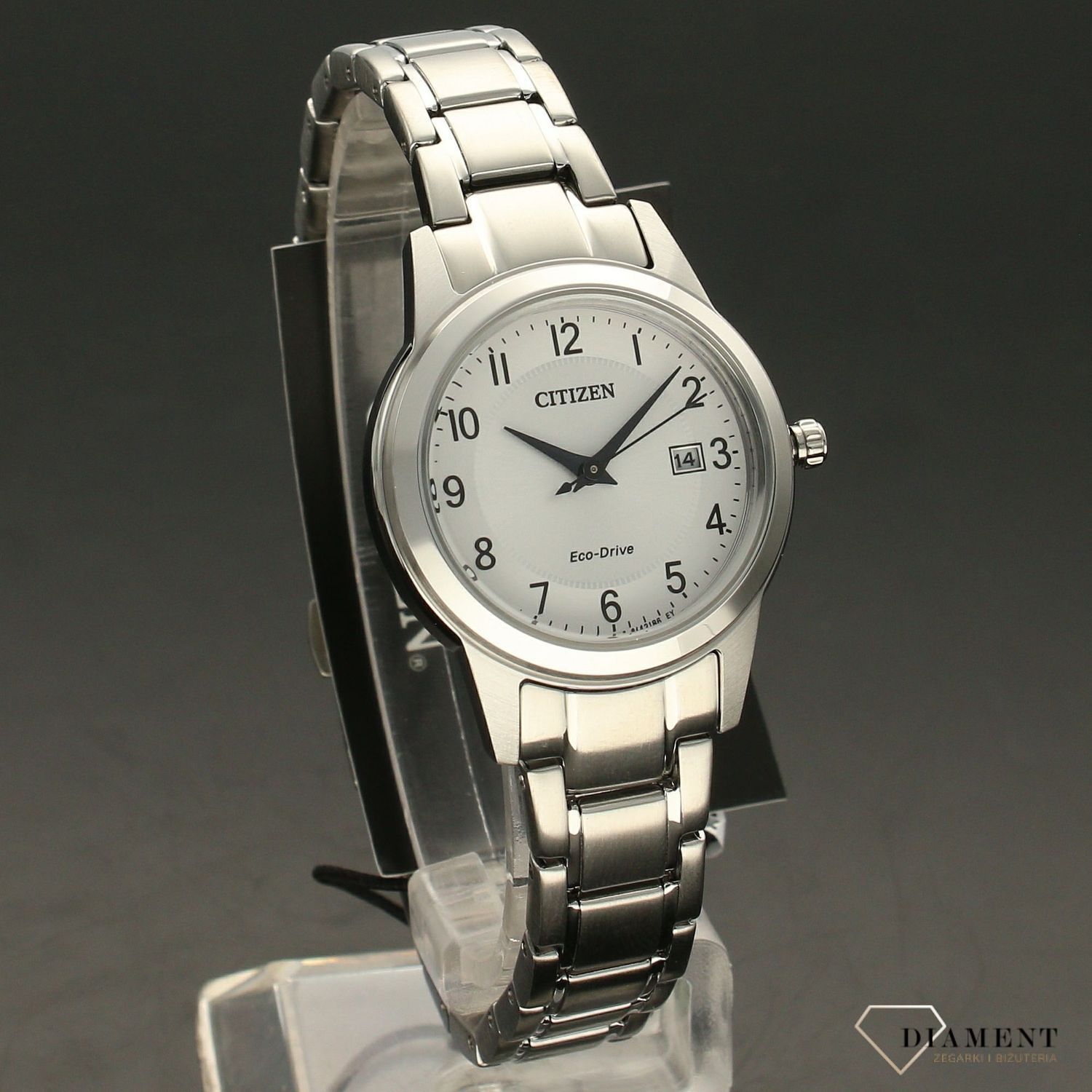 Zegarek damski na bransolecie z czytelną tarczą Citizen, zasilany światłem FE1081-59B.jpg