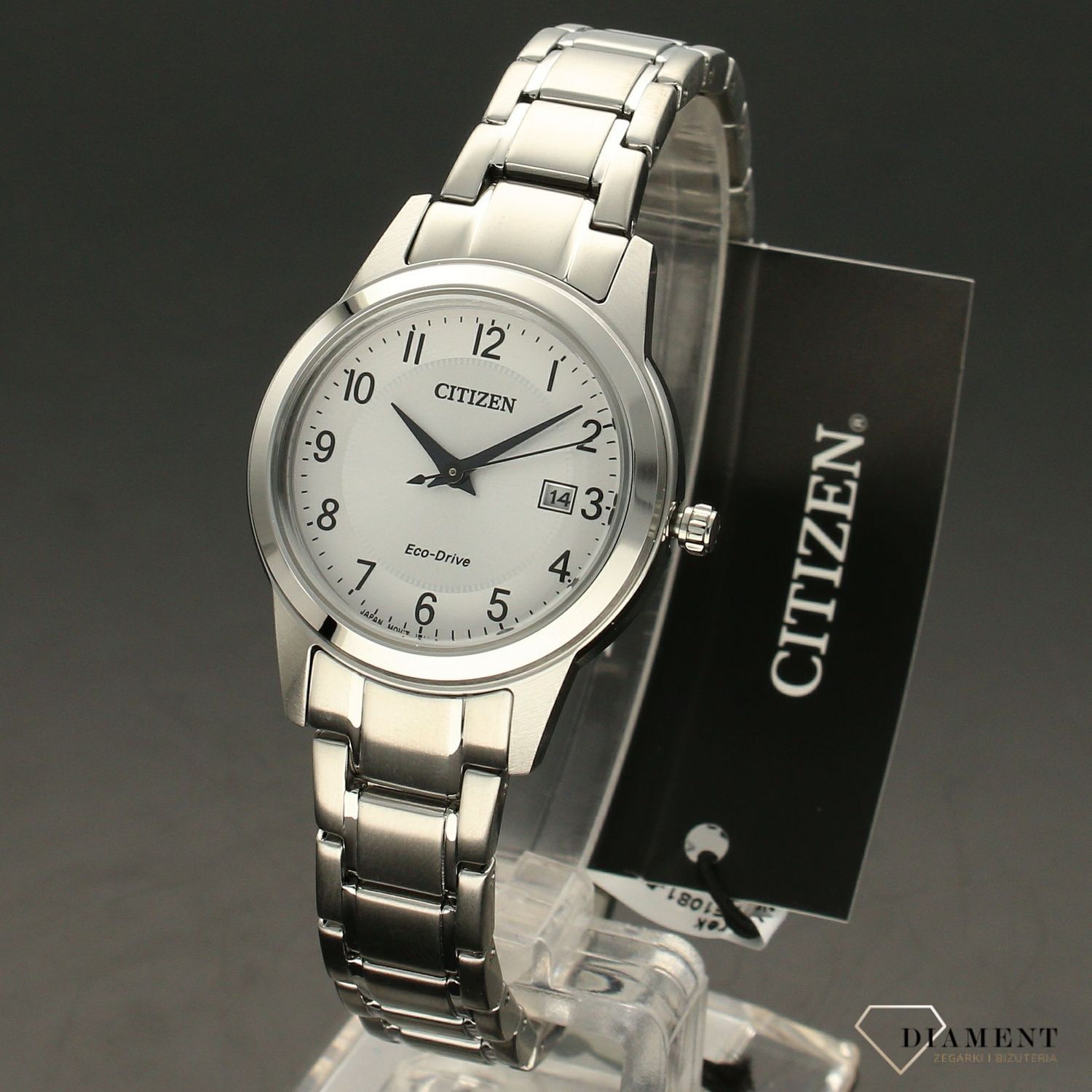 Zegarek damski na bransolecie z czytelną tarczą Citizen, zasilany światłem FE1081-59B.jpg