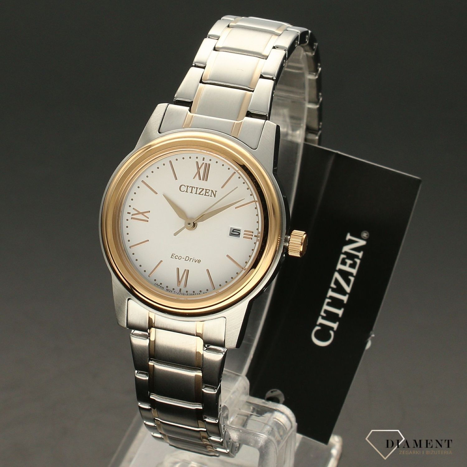 Zegarek damski na bransolecie zasilany światłem CITIZEN FE1226-82A.jpg