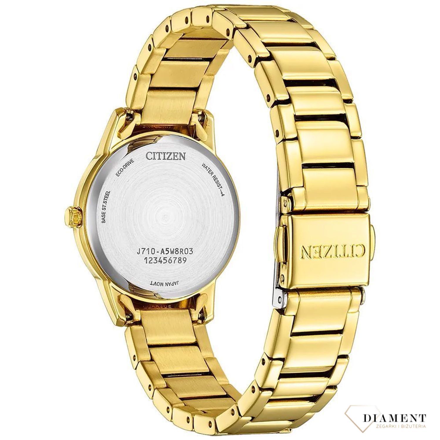 Zegarek damski Citizen Eco-Drive Ladies Modern Dress FE1242-78D złoty. Zegarek damski solarny. Złoty zegarek dla kobiety z cyframi. Zegarek na prezent. Zegarek solar damski. Złoty zegarek japońskiej marki. 3.jpg