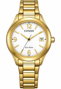 Zegarek damski Citizen Trendy Colors Eco-Drive FE6122-64A – złoty zegarek z białą tarczą.jpg