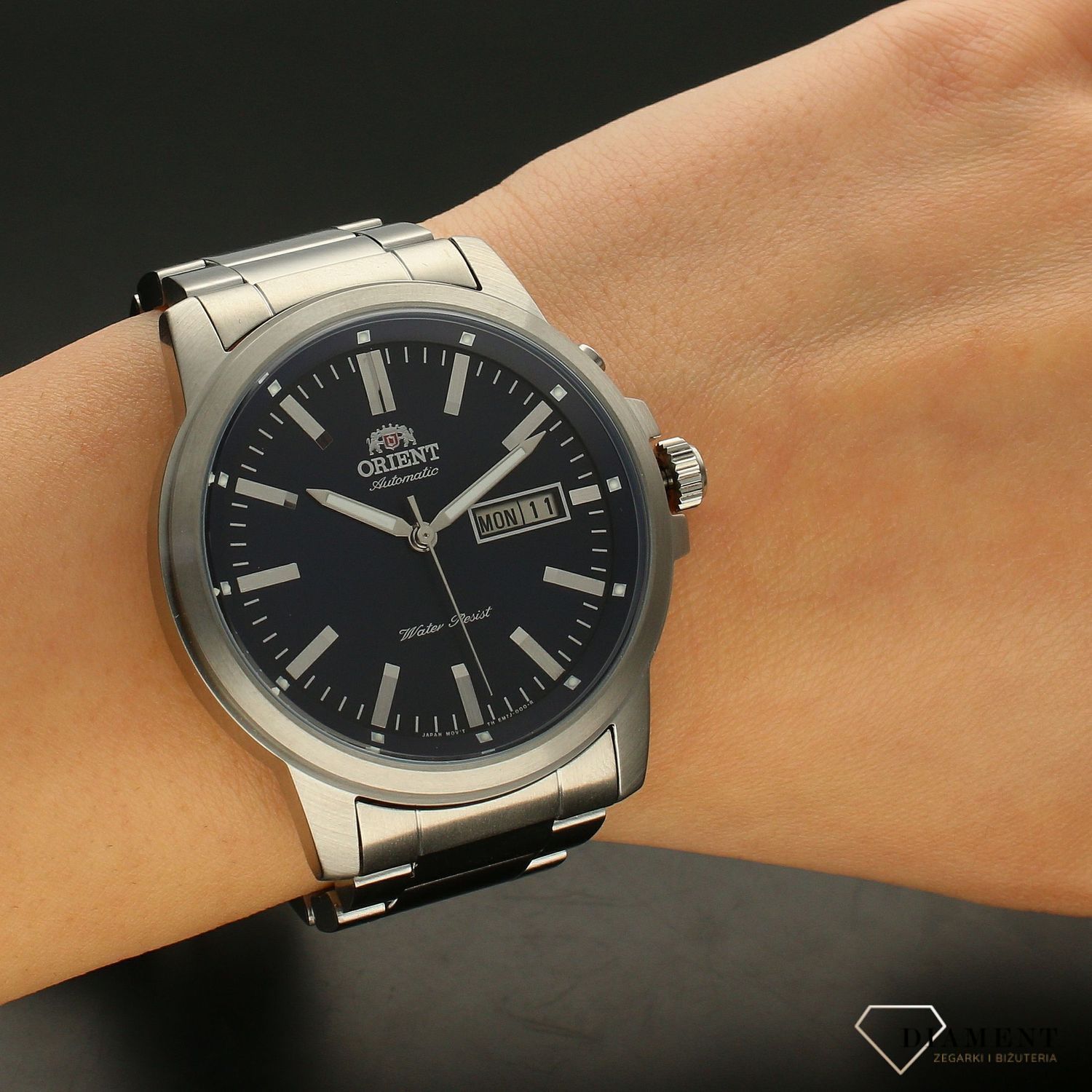 Zegarek męski na bransolecie Orient 'Niebieski Automat' FEM7J004D9.jpg