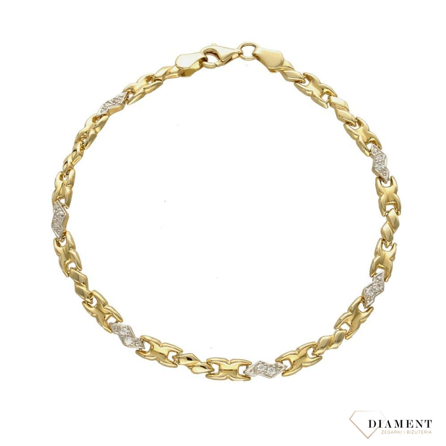 Złota bransoletka z cyrkonią. Złote Bransoletki Damskie w Sklepie z Biżuterią zegarki-diament.pl to idealny pomysł na prezent dla kobiety. Proste wzory sprawdzą się na każdą okazję.036.jpg