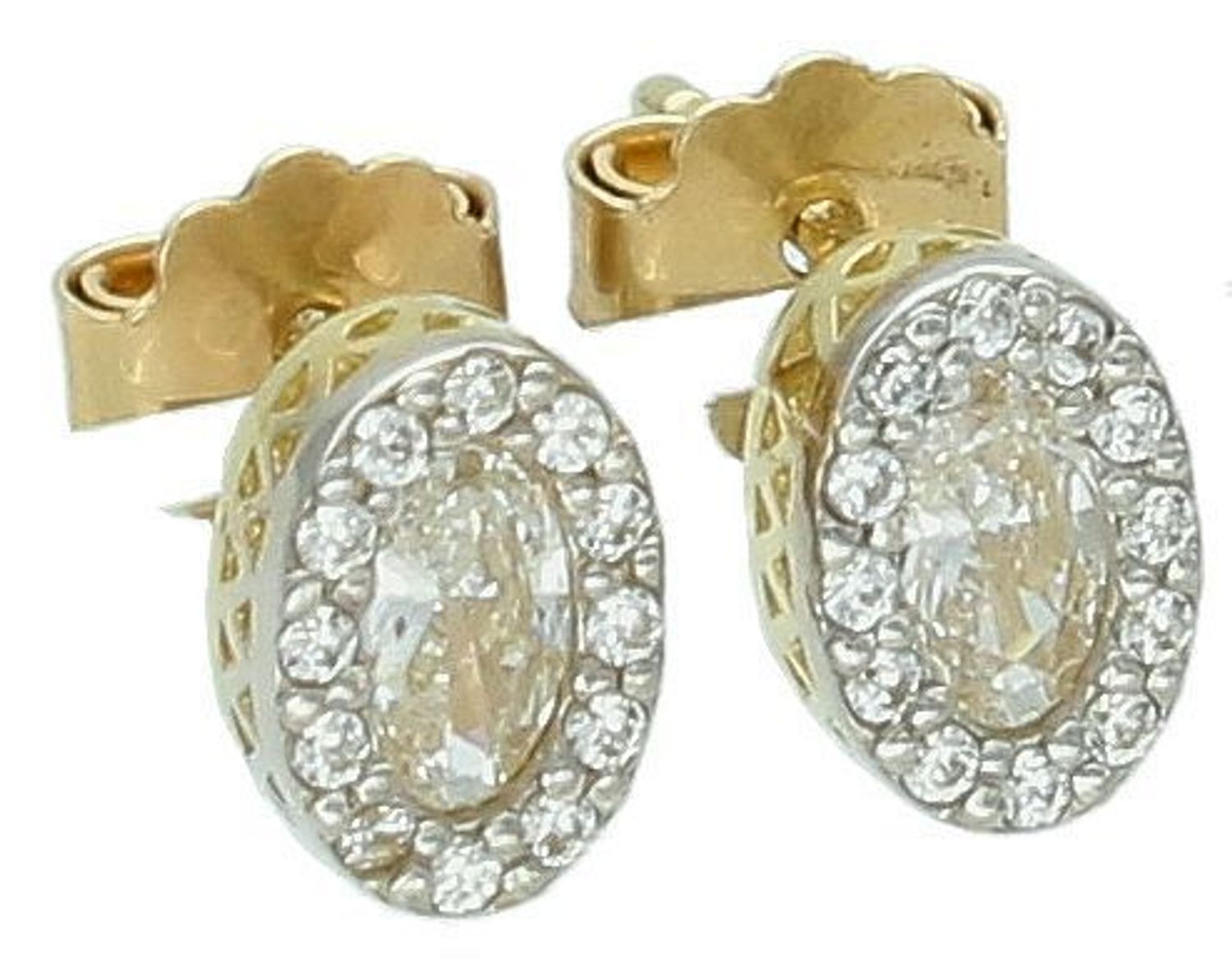 Kolczyki złote owalne z cyrkoniami pr 585, FJK000000-048 Kolczyki mają owalny kształt z cyrkoniami. Kolczyki to ponadczasowa biżuteria, która pasuje do każdego rodzaju stylizacji.1.jpg