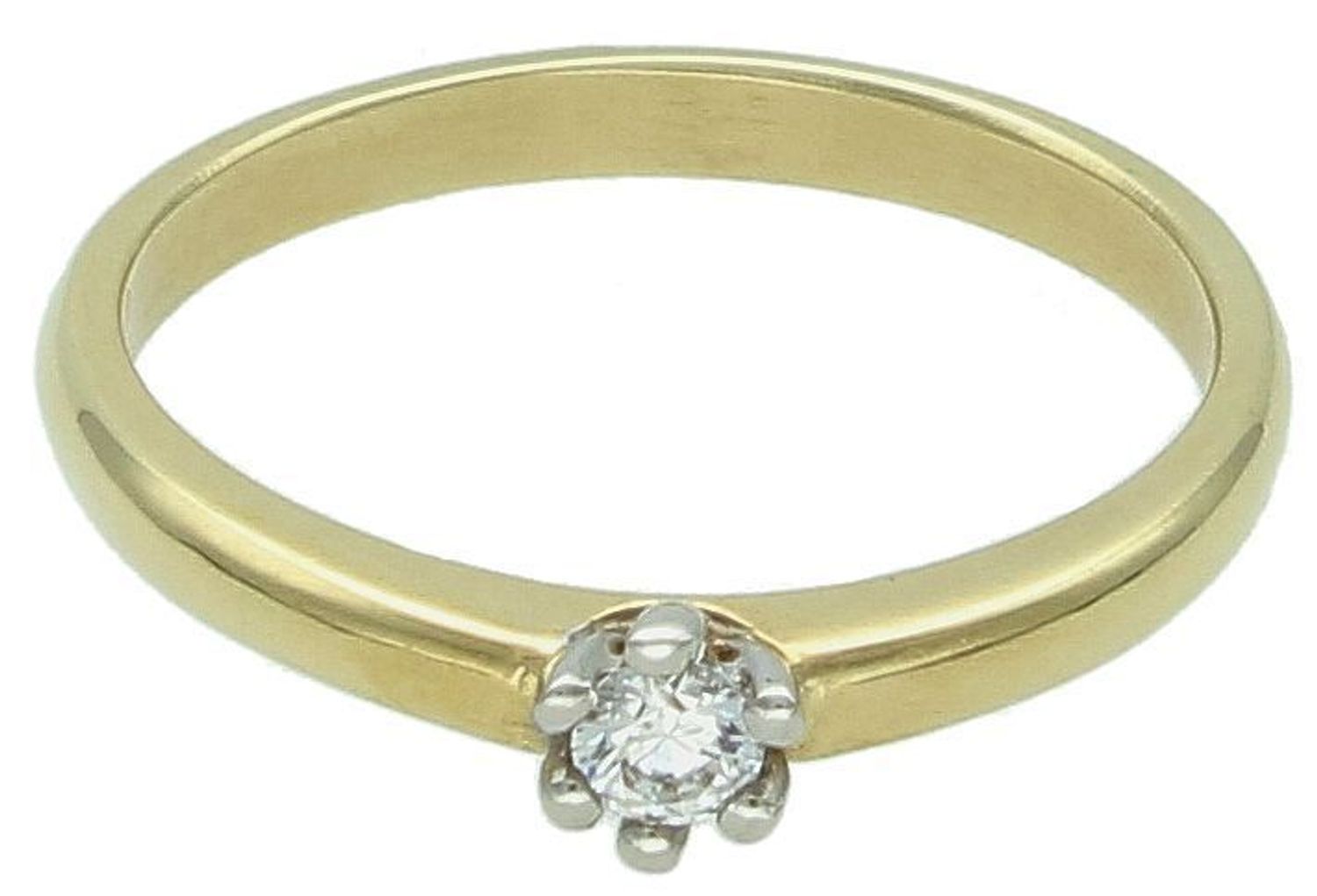 Pierścionek złoty 585 z okrągłą cyrkonią FJP000000-018 Przepiękny złoty  pierścionek, który został ozdobiony błyszczącą cyrkonią. Delikatny pierścionek 1.jpg