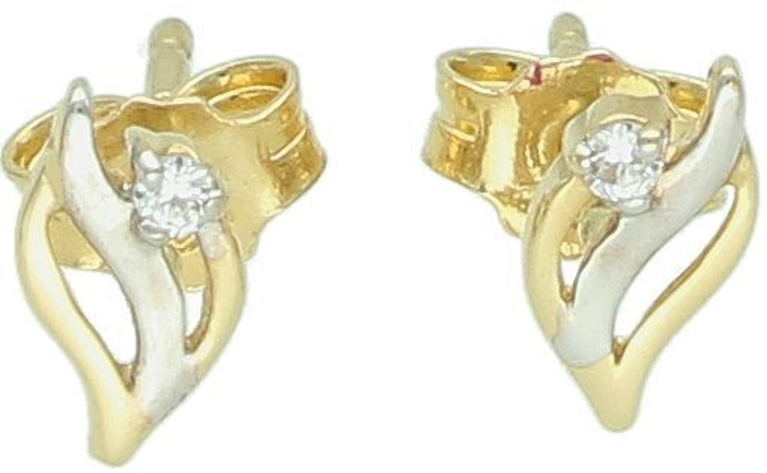 Kolczyki eleganckie złote 585 z cyrkonią i białym złotem FJP000000-029.jpg