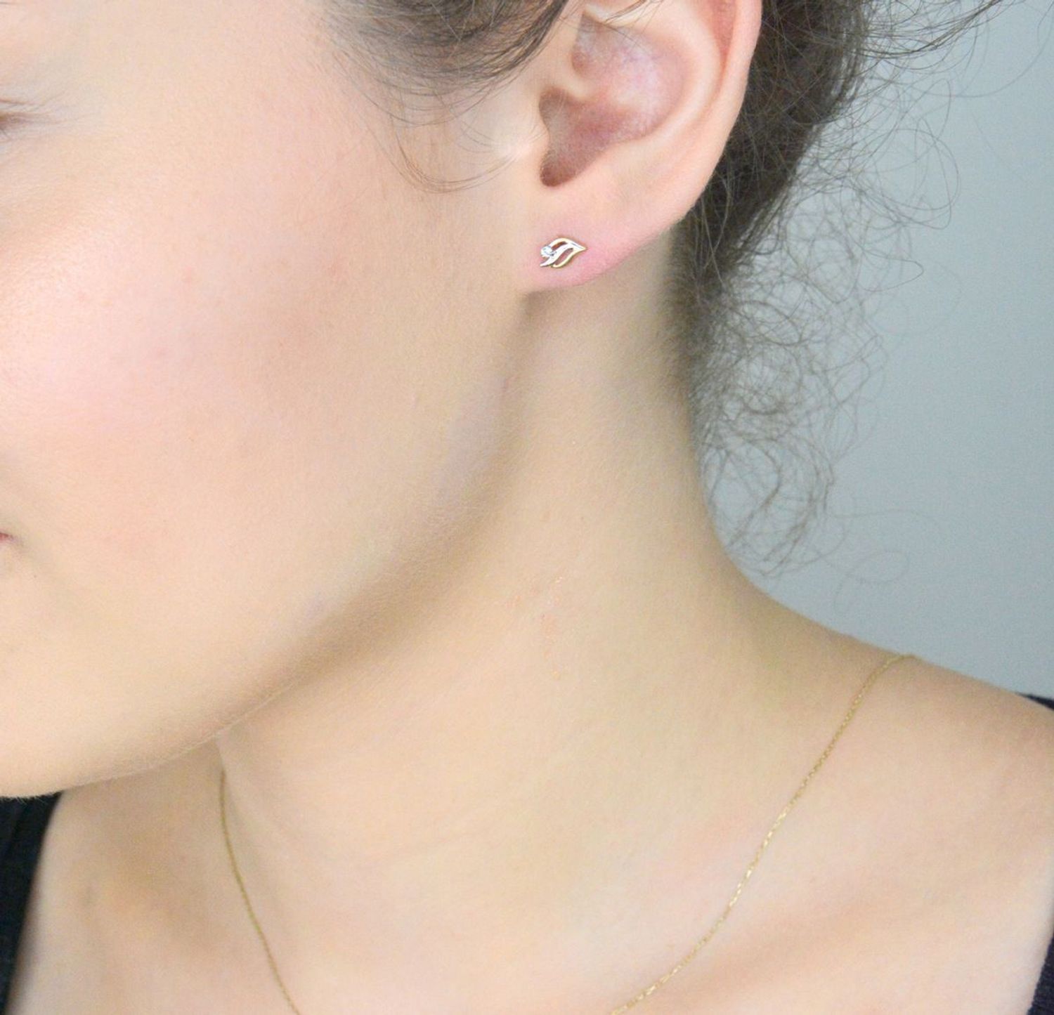 Kolczyki eleganckie złote 585 z cyrkonią i białym złotem FJP000000-029.jpg