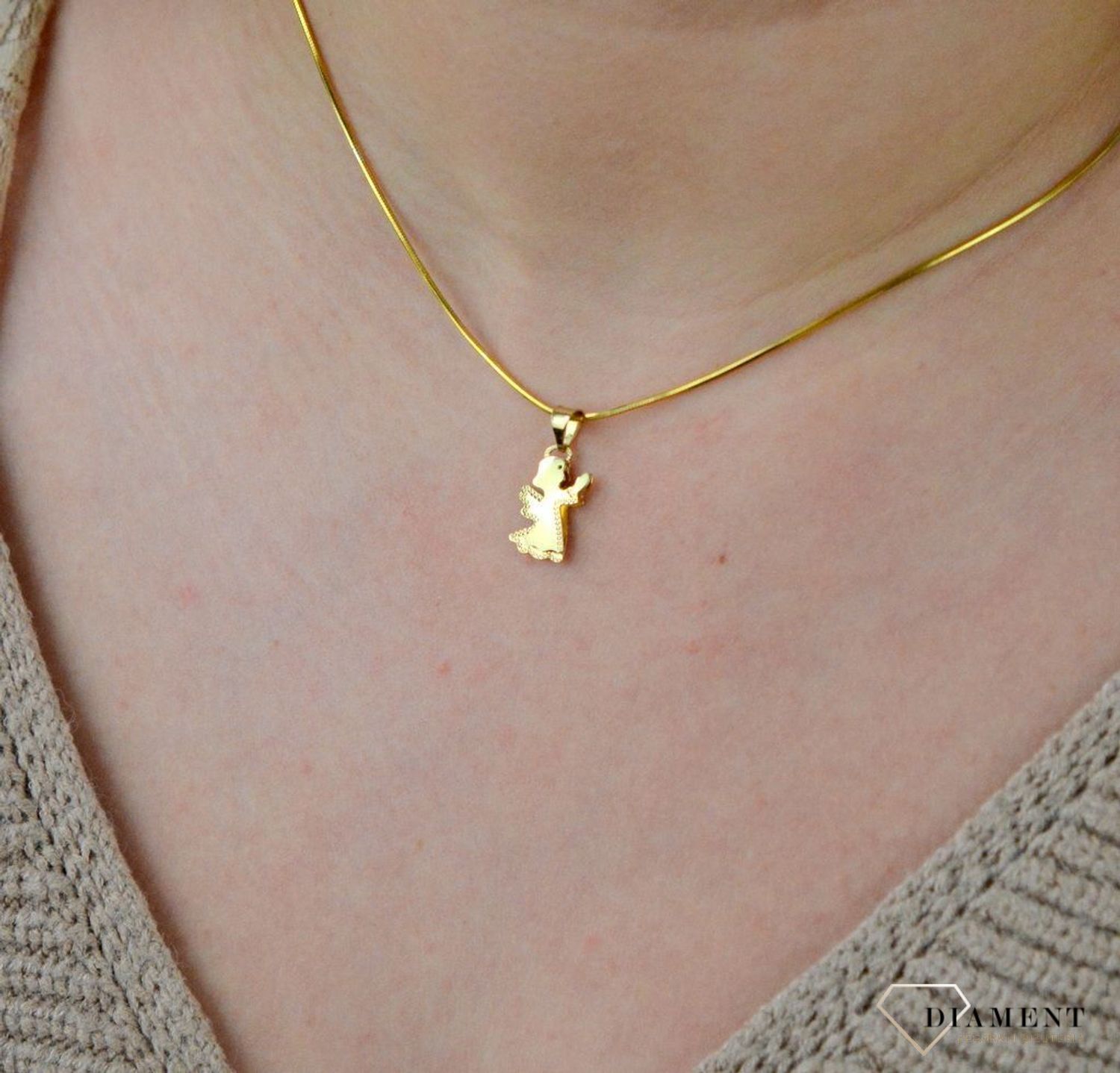 Złota zawieszka 585 aniołek diamentowany FJZ000000-039.jpg
