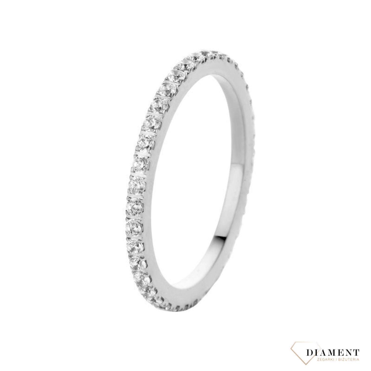 Piękny, delikatny pierścionek  z białą cyrkonią. Pierścionki Damskie w Sklepie z Biżuterią zegarki-diament.pl. Piękne i Eleganckie pierścionki dla Kobiet. Darmowa wysyłka.1.jpg