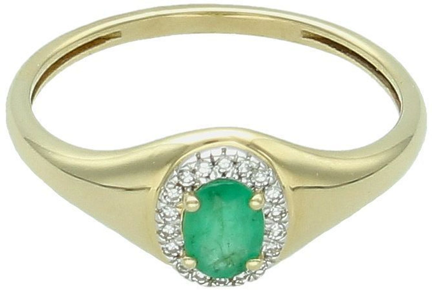 Złoty pierścionek damski z szmaragdem i diamentami 0,05ct GHSI.jpg